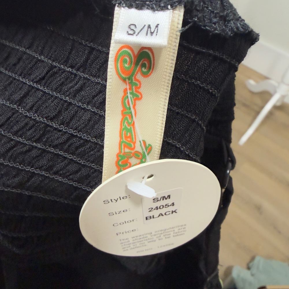 Shoreline Black Cotton Embroidered Beach Coverup Dress Neon Boho S/M NWT - Picture 4 of 4